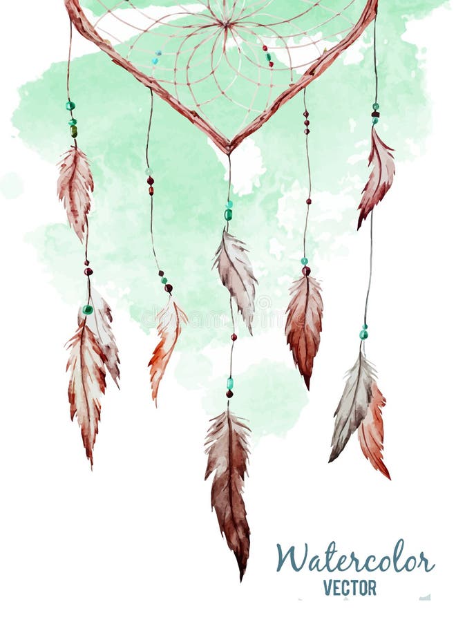 Beautiful vector image with nice watercolor dreamcatcher