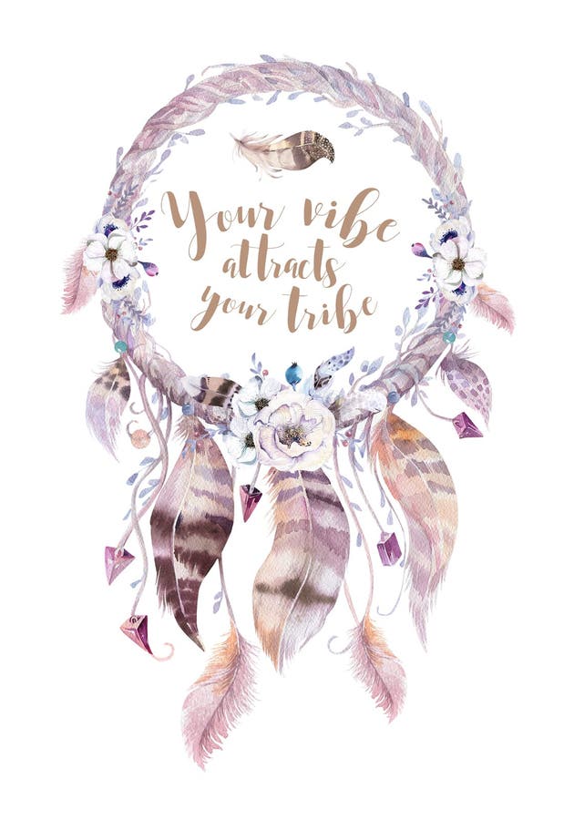 Isolated Watercolor decoration bohemian dreamcatcher. Boho feathers. Native dream chic design. Mystery etnic tribal print. Tribal american culture. Isolated Watercolor decoration bohemian dreamcatcher. Boho feathers. Native dream chic design. Mystery etnic tribal print. Tribal american culture.