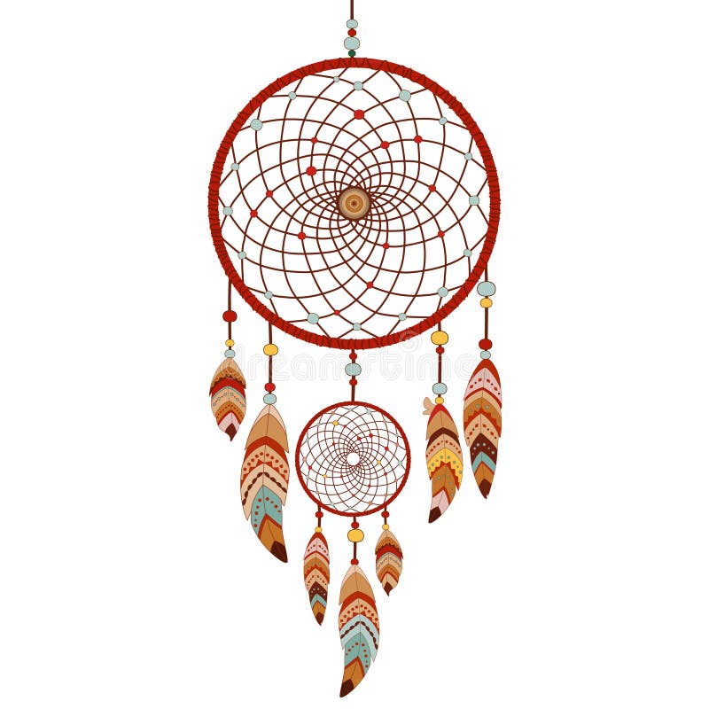 Dreamcatcher on white background. Native american indian dream catcher. Colorful logo vector illustration. Dreamcatcher on white background. Native american indian dream catcher. Colorful logo vector illustration