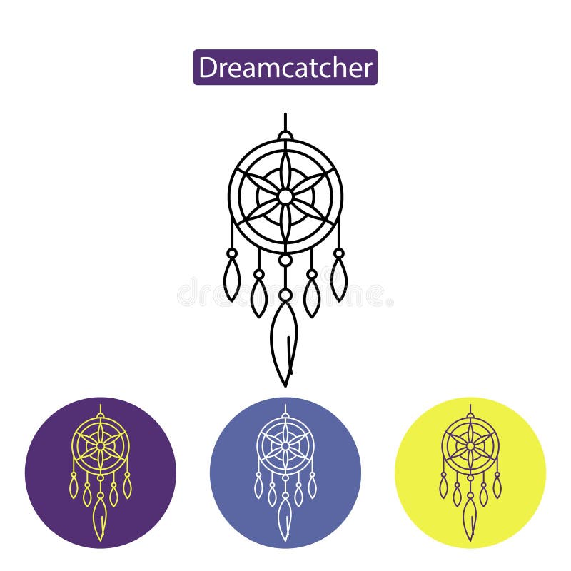 Dreamcatcher linje symbol stock illustrationer Dreamcatcher linje symbol stock illustrationer