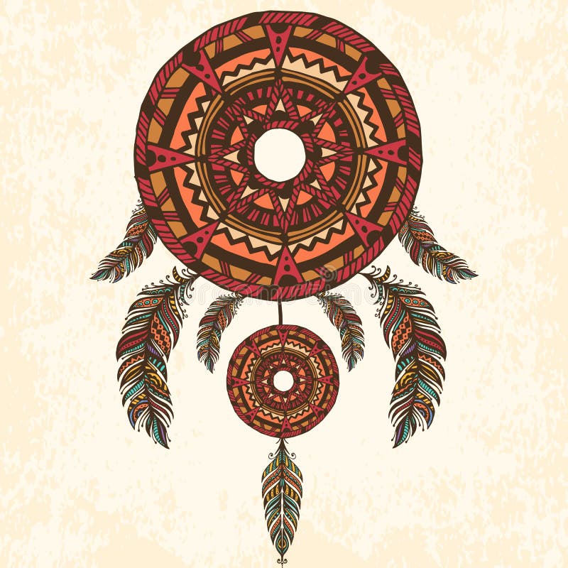 Dreamcatcher, φτερά διανυσματική απεικόνιση Dreamcatcher, φτερά διανυσματική απεικόνιση