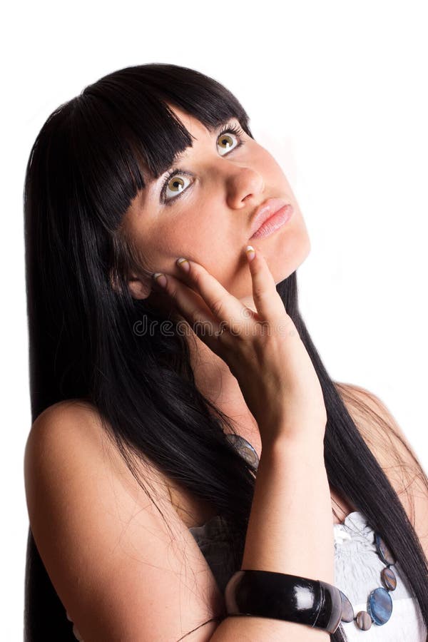 Dreaming beautiful woman stock photos