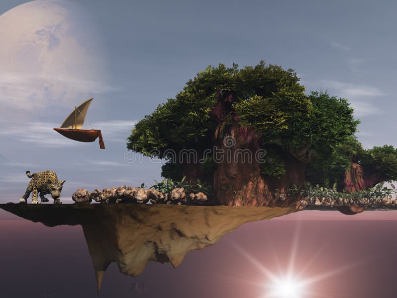 Dreamscape -- Surreal floating Island royalty free illustration