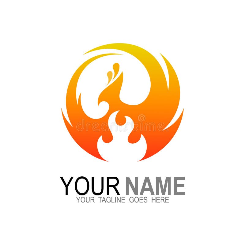 Phoenix logo with fire and circle design illustration