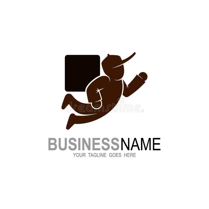 Courier runs with the parcel. The concept of fast delivery vector illustration