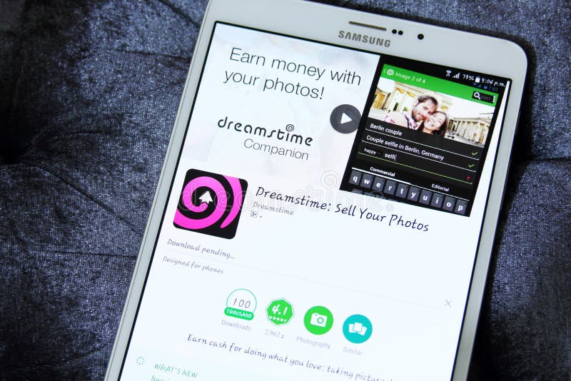 Downloading dreamstime application from google play store on samsung tab s2