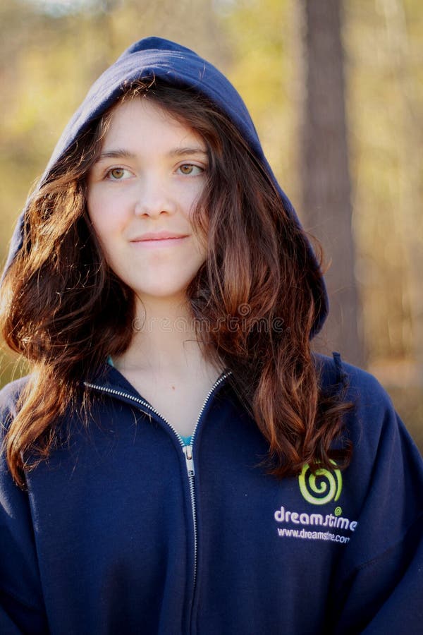 Teen girl in dreamstime hoodie