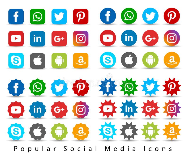 Popular social media icons. stock illustration Popular social media icons. stock illustration