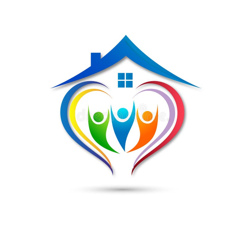 People union team work celebrating happyness family house logo/Love Union happy Heart shaped home house logo. royalty free illustration People union team work celebrating happyness family house logo/Love Union happy Heart shaped home house logo. royalty free illustration