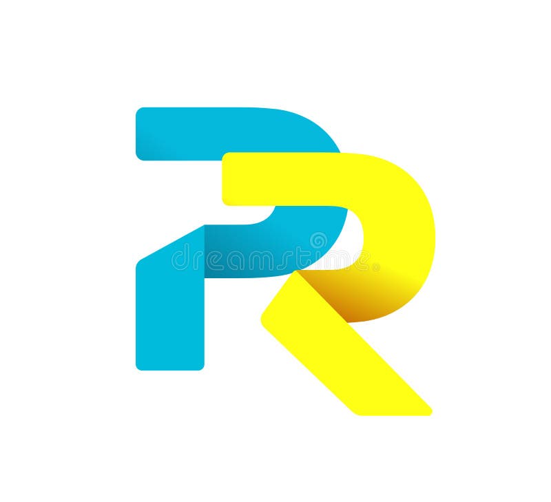 PR logo. Paper strip folded style, Public relations emblem. Blue and pink origami letters. royalty free illustration