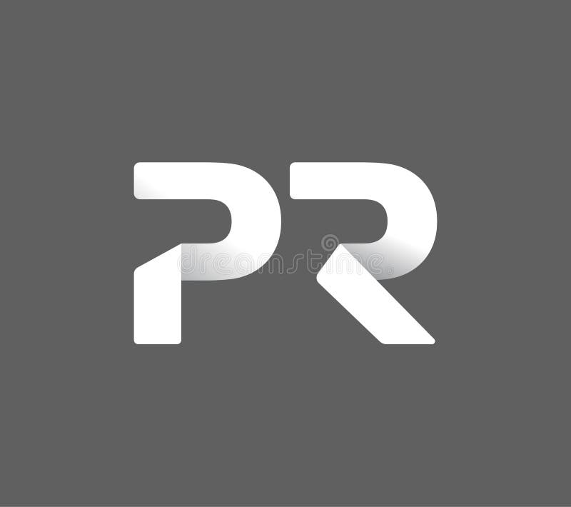 PR logo. Paper strip folded style, Public relations emblem. Blue and pink origami letters. stock illustration