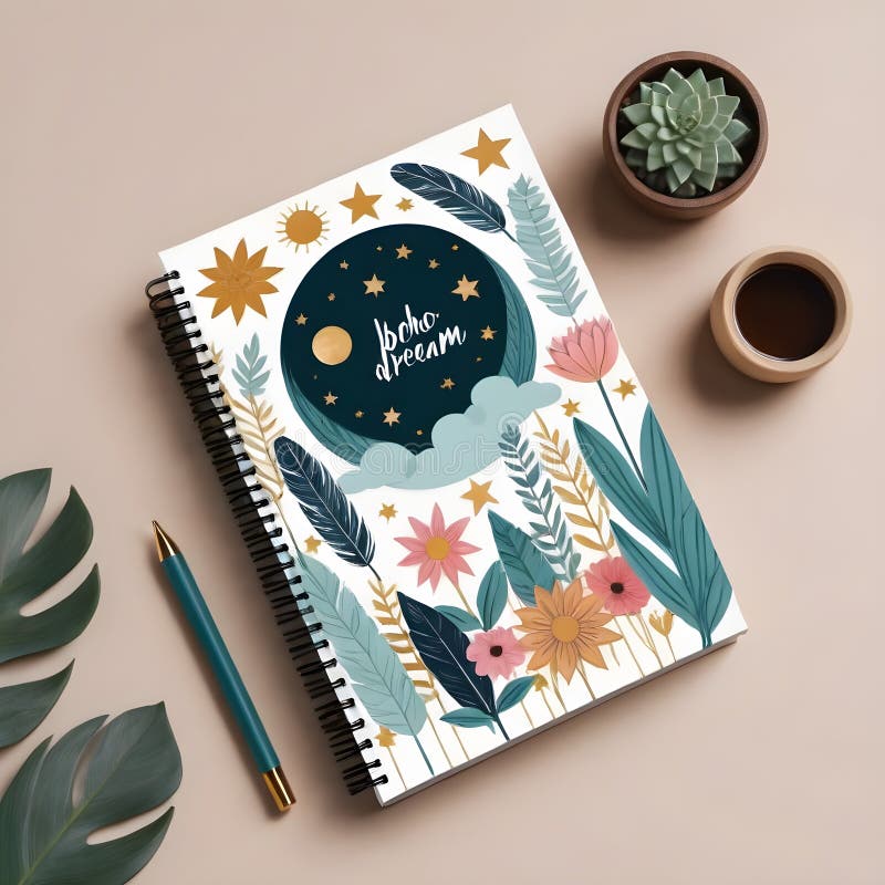 Dreamy Boho Journal Mockup ilustracji