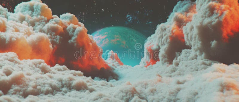 Dreamy 3D abstract background of soft clouds in vibrant colors exploring a surreal atmosphere vector illustration