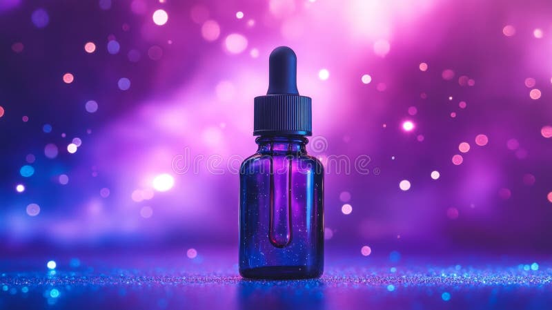 Dreamy Nighttime Serum for Skincare with Celestial Glow Effect stock abbildung