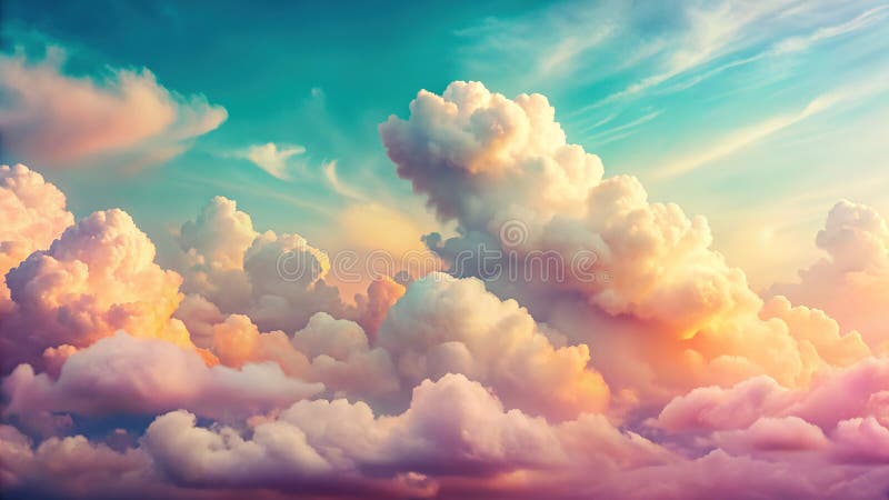 Dreamy Pastel Retro Sky Background A Soft Vintage Cloudcape for Your Design Projects royalty free illustration