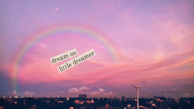 Dreamy Pink Aesthetic Sky With An Inspiring Quote Editorial Stock Image