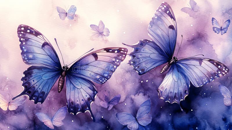 Soft Lavender Watercolor Butterflies Background