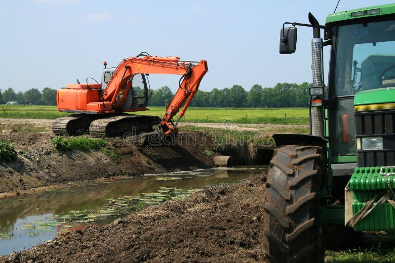 Dredger digging ditch royalty free stock image