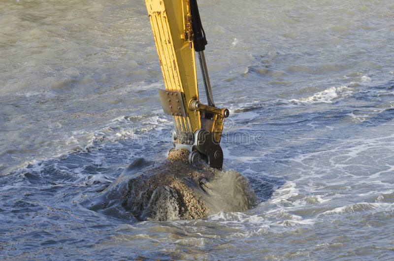 Dredging Harbor With Excavator Royalty Free Stock Image Image 37384856