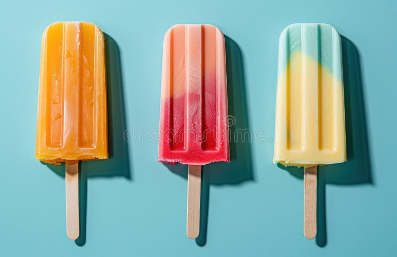 Drei bunte Eispolster auf blauem Hintergrund lizenzfreies stockfoto