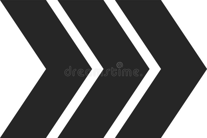 Drei dicke schwarze Pfeile zeigen auf die rechte Seite des Rahmens und symbolisieren den Fortschritt und die Richtung der Vorwärts lizenzfreie abbildung