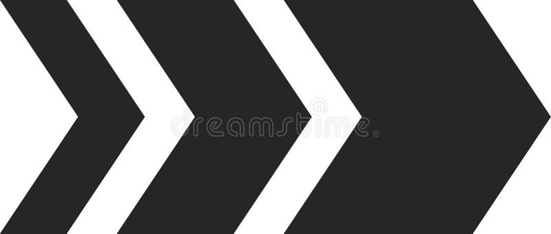 Drei dicke schwarze Pfeile zeigen auf die rechte Seite eines weißen Hintergrunds, wodurch eine einfache, aber dynamische visuelle vektor abbildung
