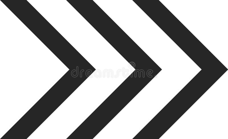 Drei dicke schwarze Pfeile zeigen auf die rechte Seite eines weißen Hintergrunds, wodurch eine einfache, aber dynamische visuelle stock abbildung