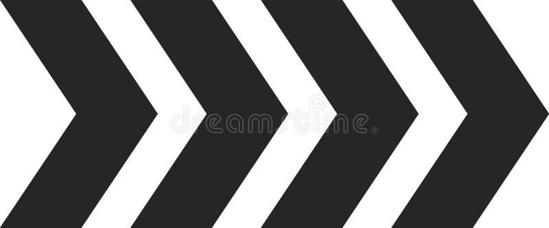 Drei dicke schwarze Pfeile zeigen auf weißem Hintergrund nach rechts und schaffen ein einfaches, aber dynamisches visuelles Bild stock abbildung