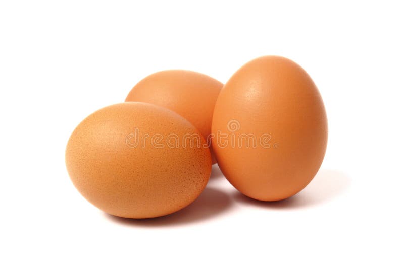 Drei Eier auf Weiß lizenzfreie stockfotografie