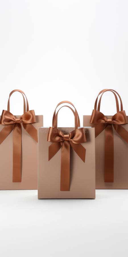 Drei Geschenkschachteln oben mit braunem Bogen. Perfekt für Geburtstage oder besondere Anlässe. stockfoto