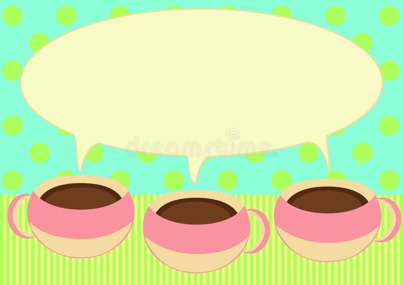 Drei Kaffeetassen, die Einladungskarte sprechen vektor abbildung Drei Kaffeetassen, die Einladungskarte sprechen vektor abbildung
