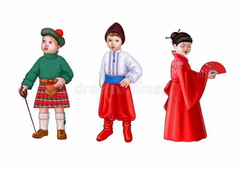 Three kids in national costumes. Three kids in national costumes