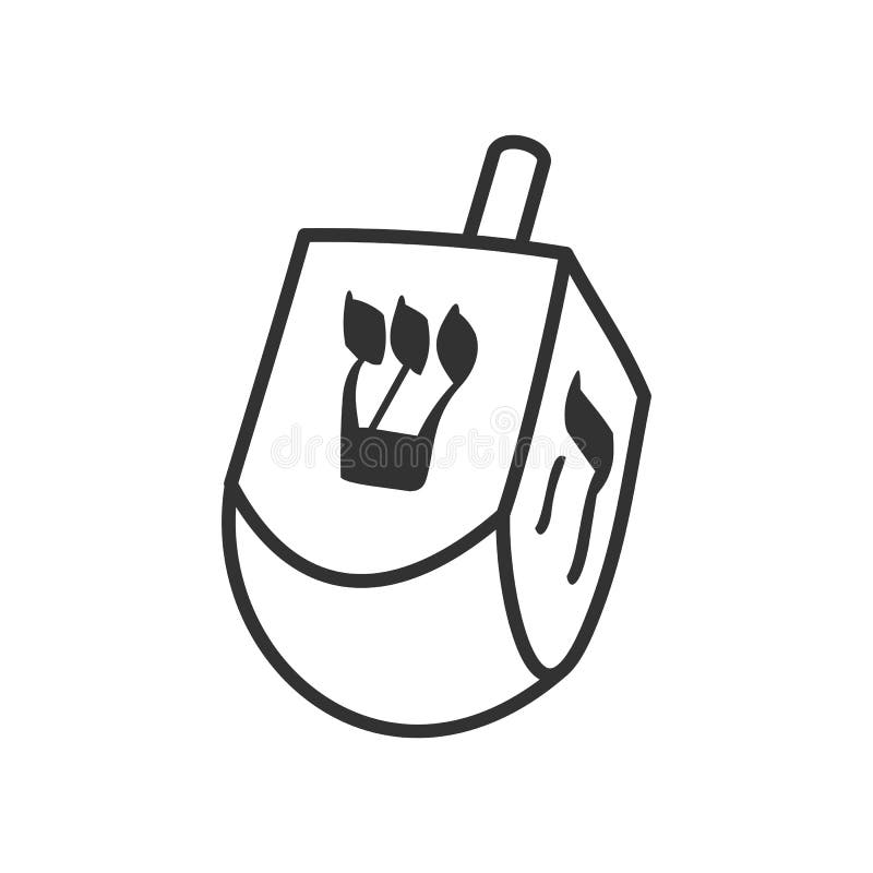 Dreidel Hanukkah zabawki konturu ikona na bielu ilustracji Dreidel Hanukkah zabawki konturu ikona na bielu ilustracji