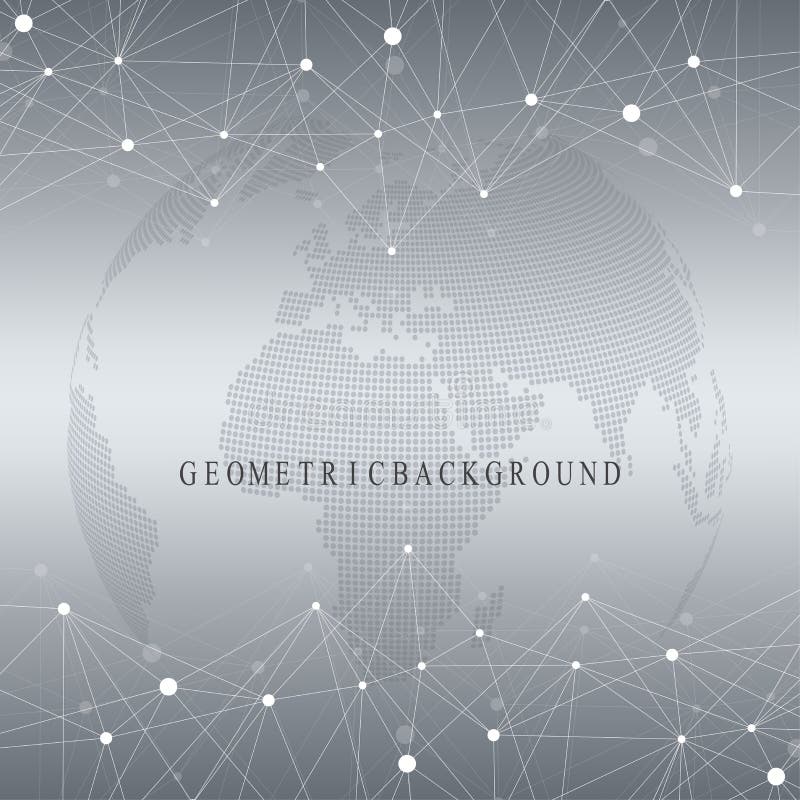 Dreidimensionaler abstrakter Hintergrundplanet Virtuelle Hintergrundkommunikations- oder -partikelmittel Globales Netzwerk lizenzfreie abbildung
