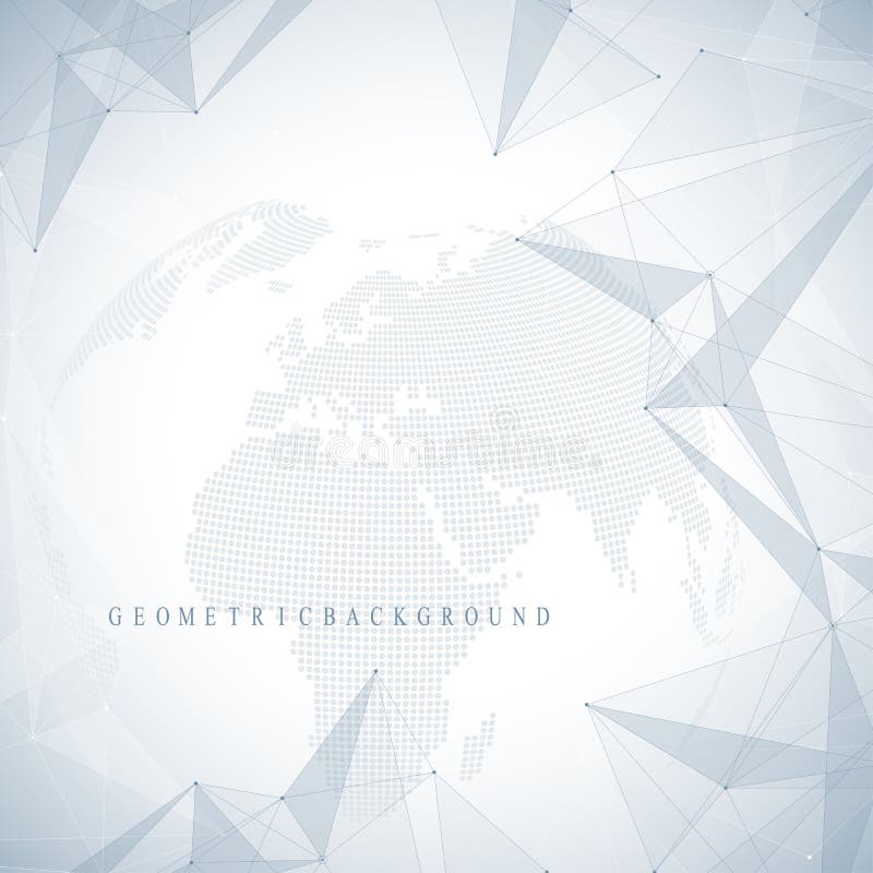 Dreidimensionaler abstrakter Hintergrundplanet Virtuelle Hintergrundkommunikations- oder -partikelmittel Globales Netzwerk lizenzfreie abbildung