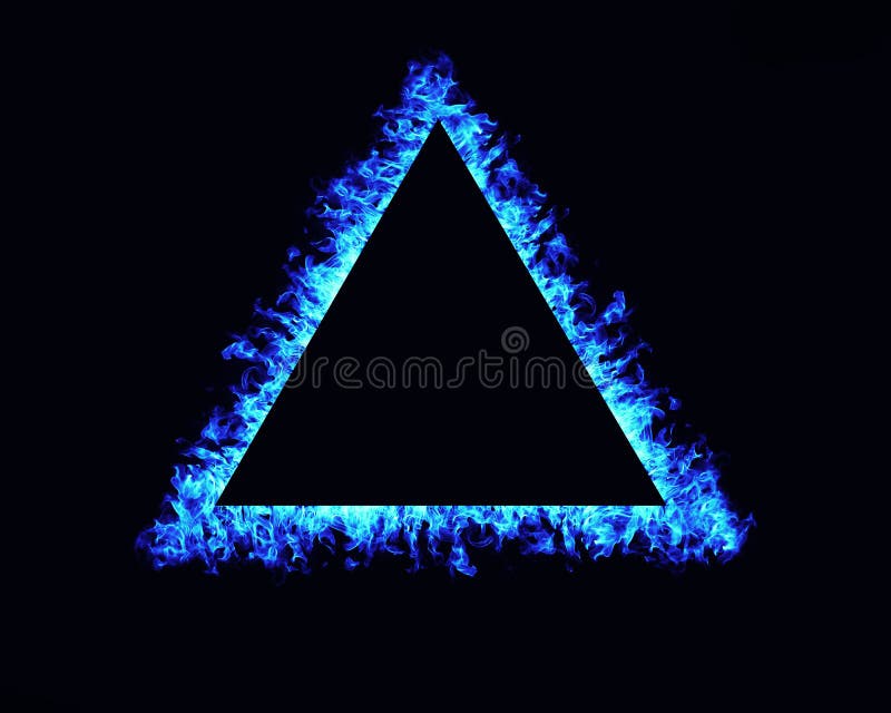 Dreieckfeuer flammt Rahmen auf schwarzem Hintergrund