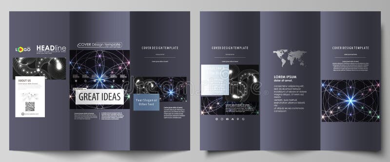 Dreifachgefaltete Broschürengeschäftsschablonen auf beiden Seiten Einfacher editable abstrakter Vektorplan im flachen Design Heil vektor abbildung Dreifachgefaltete Broschürengeschäftsschablonen auf beiden Seiten Einfacher editable abstrakter Vektorplan im flachen Design Heil vektor abbildung