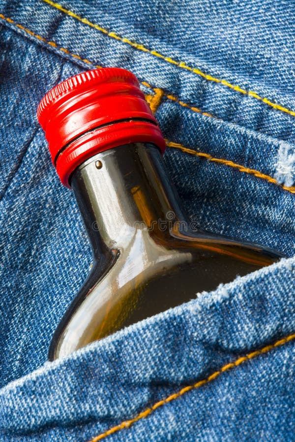 Bottle In A Jeans Pocket. Bottle In A Jeans Pocket