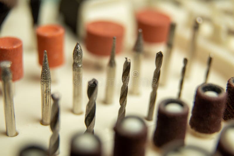 Dremel Heads tool set box stock image. Image of rotary 225458257