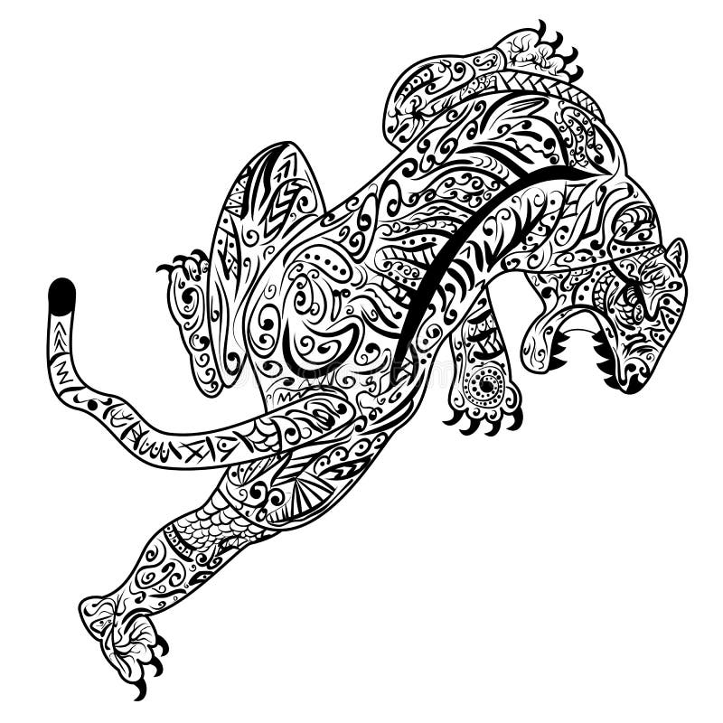 Drenaje de la mano del tigre en estilo del zentangle libre illustration Drenaje de la mano del tigre en estilo del zentangle libre illustration
