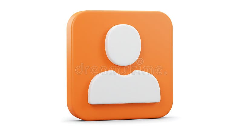 3Drended pictogramă pătrat portocaliu cu un simbol simplu alb profil de utilizator. royalty free illustration