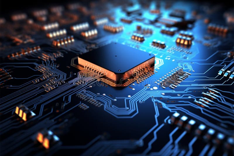 3Drendering of a circuit board background with intricate connections stock illustration