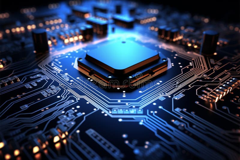 3Drendering of a circuit board background with intricate connections stock illustration