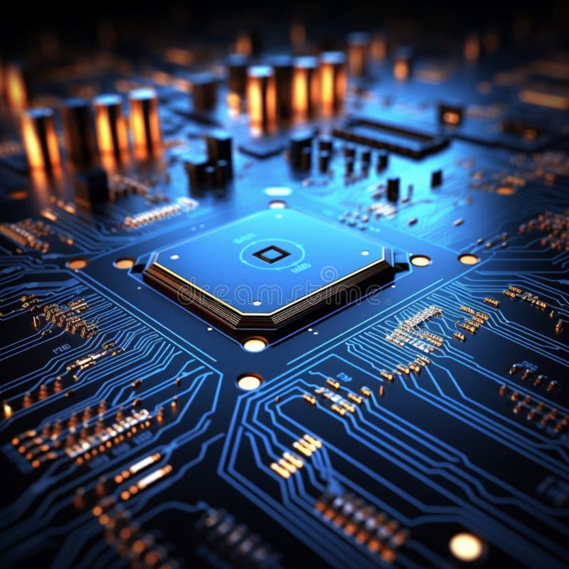 3Drendering of a circuit board background with intricate connections stock illustration