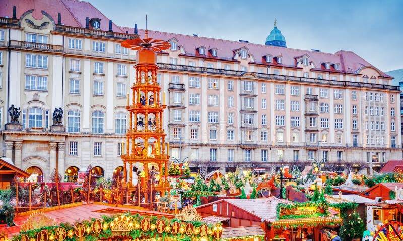 Dresden Christmas market, view from above, Germany, Europe. Christmas markets is traditional European Winter Vacations. royalty free stock photography Dresden Christmas market, view from above, Germany, Europe. Christmas markets is traditional European Winter Vacations. royalty free stock photography