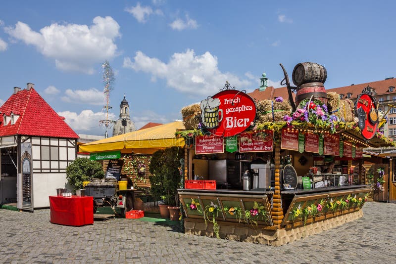 Dresden Market in Germany, Pothouse, Beer Bar. Stock Photo Image of