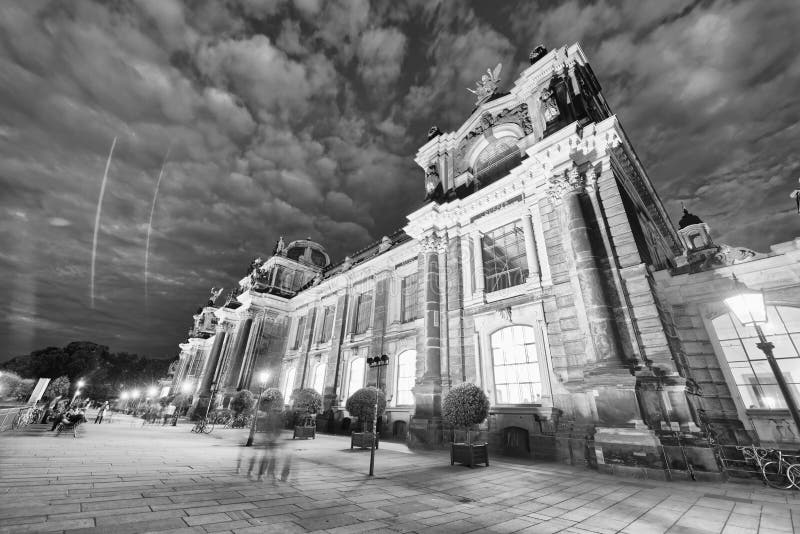 Dresden sunset skyline with ancient city buildings royalty free stock photography