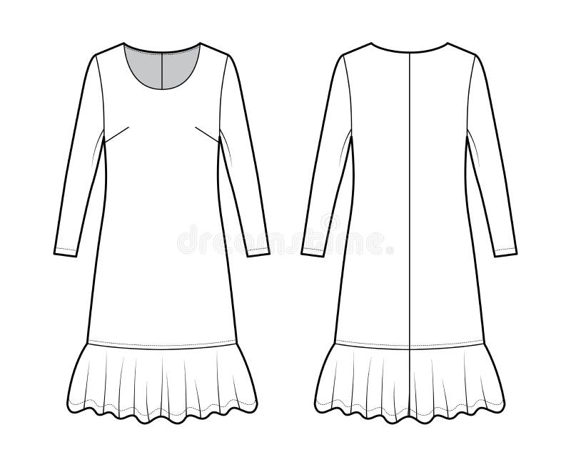 Kids Dress Technical Drawing Stock Illustrations – 883 Kids Dress ...