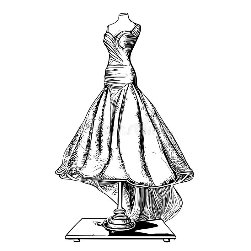 Dress Evenings Sketch Hand Drawn in Doodle Style Vector Illustration ...