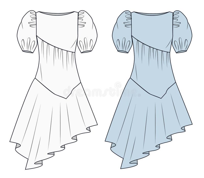 Dress fashion flat sketch template Stock Vector | Adobe Stock
